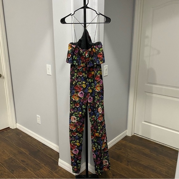 AIDAN MATTOX Womens Black Sleeveless V Neck Cocktail Straight leg Jumpsuit Sz 2 - Picture 8 of 9